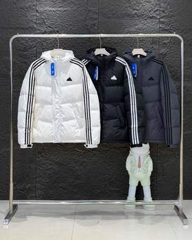 F013001冬季款三条杠连帽保暖落肩款羽绒服男女同款