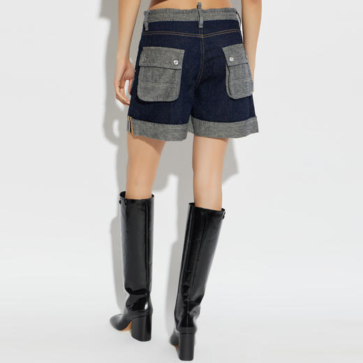DSQUARED2 女士字母徽标标签“工装”牛仔短裤 混色 S75MU0519 D30034 470 商品图2
