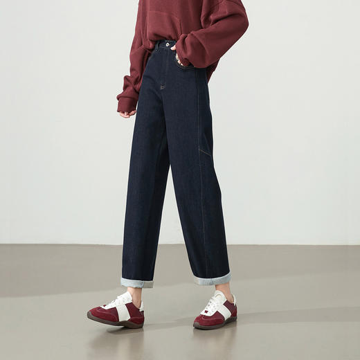 【初春-人字纹-镰刀裤】逸阳不易褪色显瘦弯刀提花牛仔长裤8221VB1 商品图2