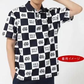 Jack Bunny 男款 高尔夫 双色格子logo印花透气速干polo领短袖T恤