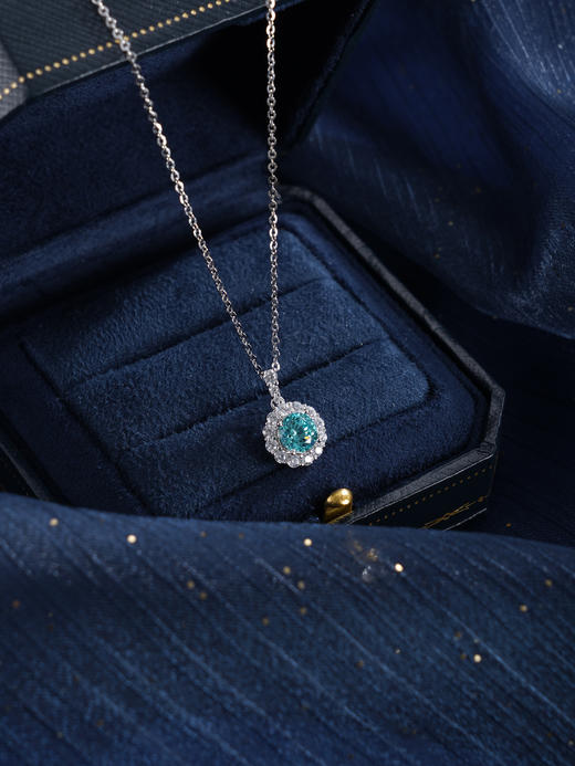 子佩集【悦光圆满】银S925套链【PM2307-1-XF】项链培育宝石帕拉伊巴蓝碧玺2601 商品图4