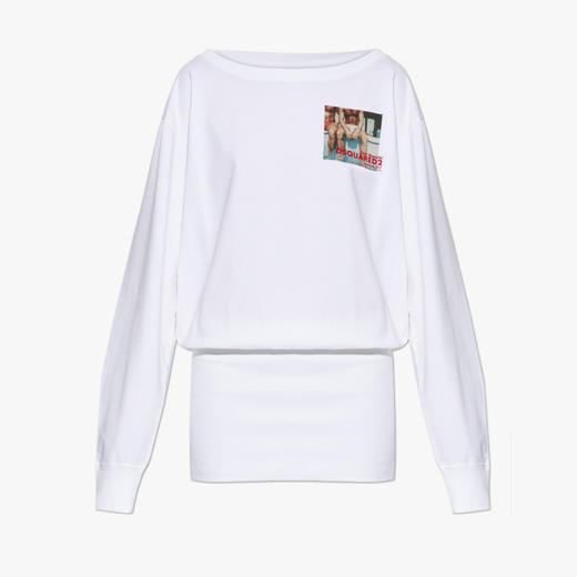 DSQUARED2 女士 Tom Bianchi 联名棉质圆领长袖卫衣 白色 S75CV0981 D20106 100 商品图0