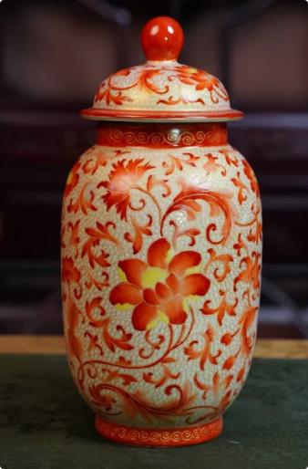 金丝珐琅矾红缠枝莲状元罐 商品图0