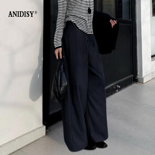 2026春装时尚高腰拉链后松紧腰宽松阔腿休闲裤 商品图3