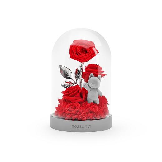 【水晶之恋】ROSEONLY诺誓 永生玫瑰花 水晶之恋钟罩 玫瑰心宠 永生花情人节告白礼物 摆件 商品图6