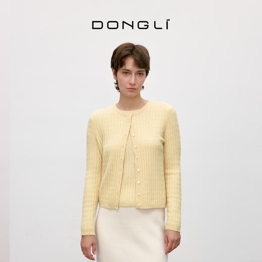 东黎 • 小山羊绒 女士百搭圆领绞花开衫 5498 商品图2