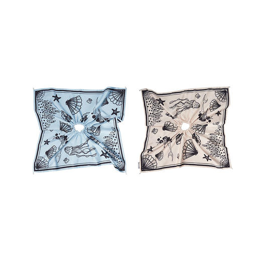 大英博物馆欧洲文化艺术系列海洋秘境蓝色 米色 方巾发圈 商品图4