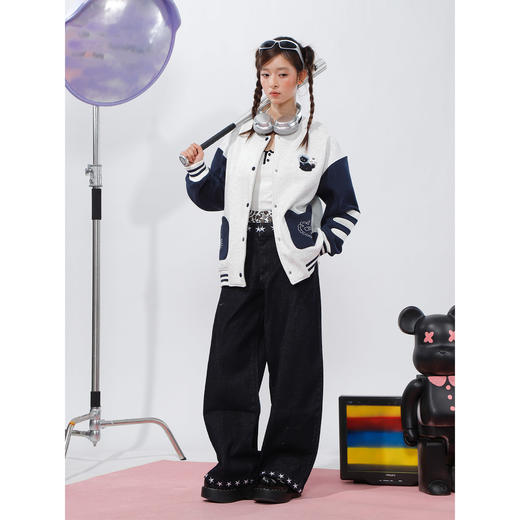 辣妹拼接双腰头刺绣牛仔裤-纪念日百货门店同款169262604 商品图3