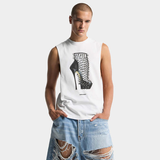 DSQUARED2 男士“ICONique”印花棉质宽松背心 白色 S78GD0114 D20033 100 商品图2