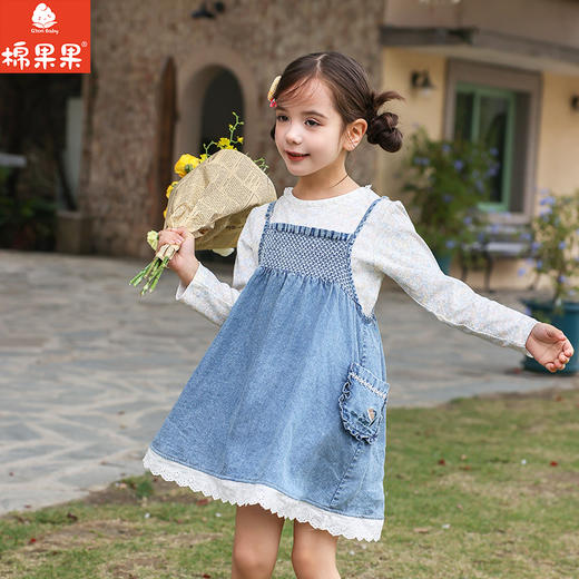 棉果果春季新品女童牛仔裙牛仔吊带裙M122703226121 商品图2