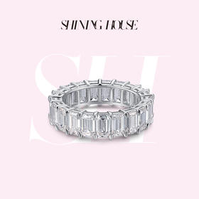 【预售】ShiningHouse[培育] 18k金钻石戒指 长方形克拉钻人工真钻人造钻石K金戒指豪华排钻戒指悦己送礼臻选【此商品不支持7天无理由退货退款】预计3日发货