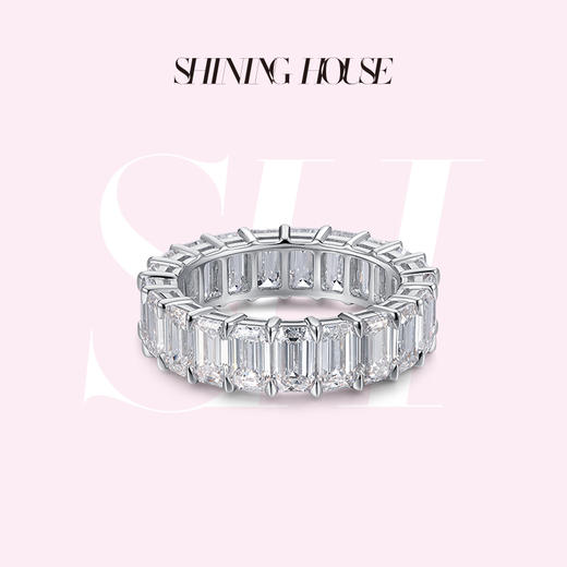 【预售】ShiningHouse[培育] 18k金钻石戒指 长方形克拉钻人工真钻人造钻石K金戒指豪华排钻戒指悦己送礼臻选【此商品不支持7天无理由退货退款】预计3日发货 商品图0