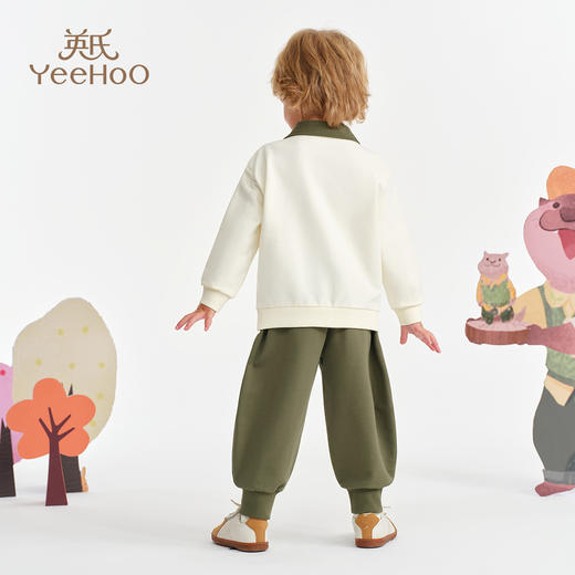 【英氏】【米雷联名】【90-130】男童春秋polo领卫衣卫裤套装 商品图4