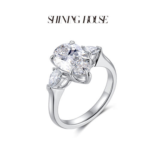 ShiningHouse[培育] 18k金钻石戒指 水滴形2克拉钻人工真钻人造钻石K金戒指时尚钻石戒指悦己送礼臻选【此商品不支持7天无理由退货退款】 商品图2
