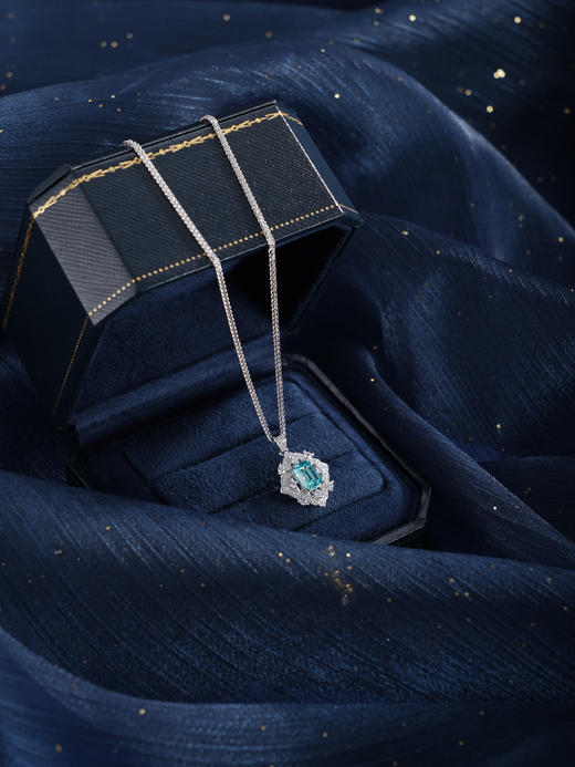 子佩集【澄境欢歌】银S925套链【PM2249-XF】项链培育宝石帕拉伊巴蓝碧玺2601 商品图5