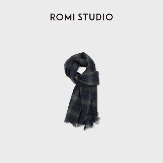 ROMI STUDIO“苏格兰”进口羊毛棉复古格纹软糯流苏围巾RWCWPU6617 商品图1
