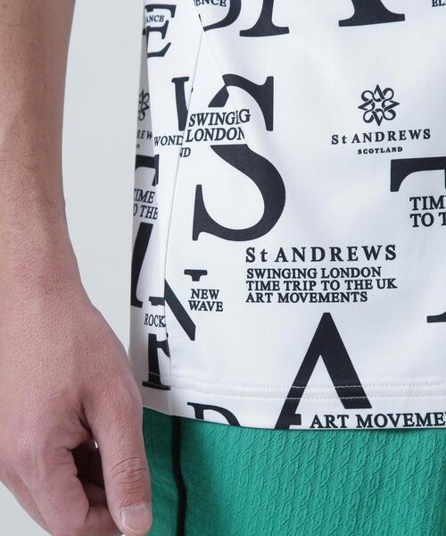 St ANDREWS 男士高尔夫 字母撞色宽松小高领短袖T恤 弹力透气 商品图6