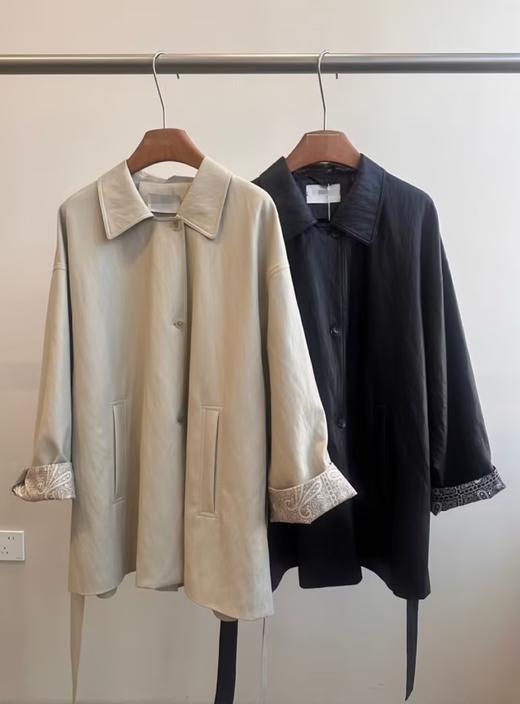 【门店同款】ENJOY春季“序光之旅”拼腰果花中长款皮衣 169649577 商品图10