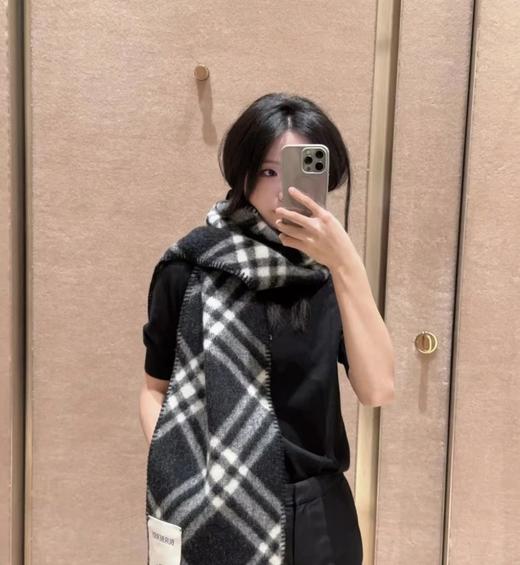 经典重磅   br格纹羊毛围巾  大尺寸  黑白格纹围巾 商品图1