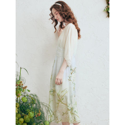 两三事梵高文艺 爱意漫游 2026春季新款绑带两件套印花雪纺连衣裙 商品图2