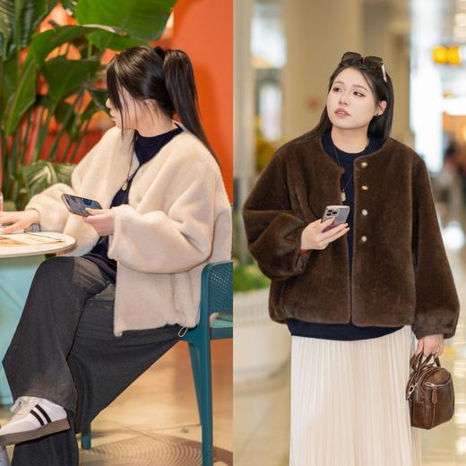 一周发货【环保皮草】【正码正拍】【不掉毛】仿貂环保皮草，冬季小母貂千金中古风~气质显瘦，环保皮草外套 商品图0