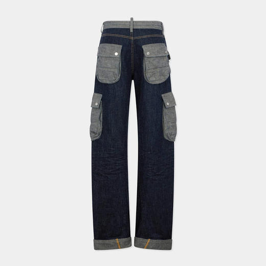 DSQUARED2 女士宽松扭结棉麻混纺牛仔裤 藏蓝色 S75KB0532 D30034 470 商品图1