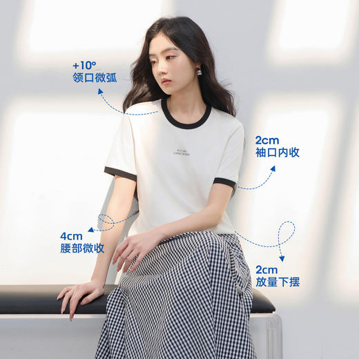 【匹马棉】三彩2026春季新款撞色圆领正肩短袖字母T恤基础套头Z 商品图2