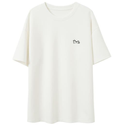 【莱赛尔】三彩2026春季新款短袖圆领宽松小马绣花T恤上衣套头衫M 商品图4