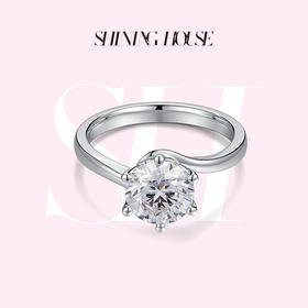 【预售】ShiningHouse[培育] 18k金钻石戒指 圆钻形1.5克拉钻人工真钻人造钻石K金戒指简约六爪钻石戒指悦己送礼臻选【此商品不支持7天无理由退货退款】