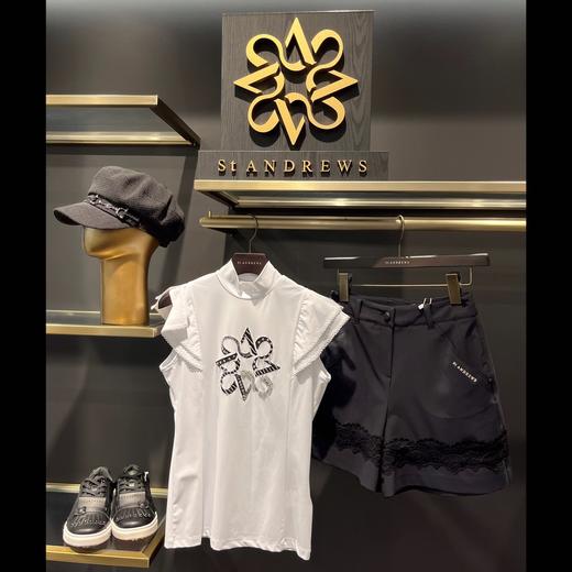 ST家女士木耳花边立领短袖，重工手工小衫W222146 商品图0