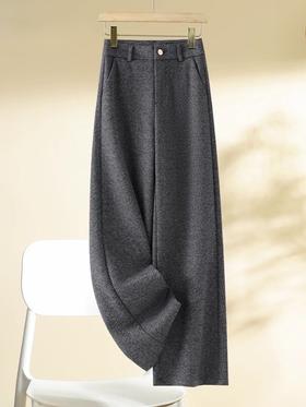 【甄选面料❗️舒适耐穿】灰色毛呢休闲阔腿裤女2025秋冬款新款窄版宽松显瘦百搭糯米直筒裤。jc