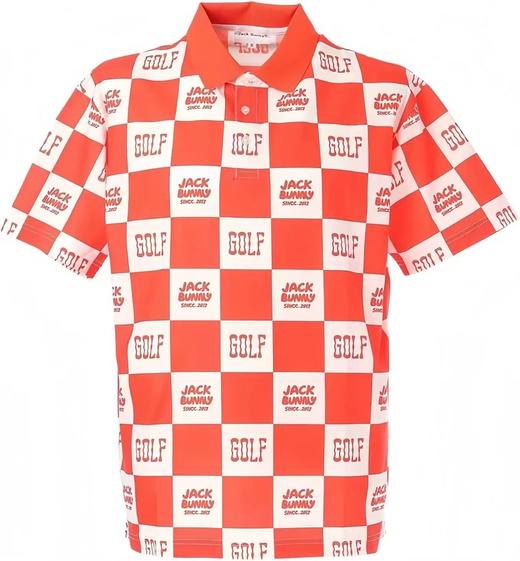 Jack Bunny 男款 高尔夫 双色格子logo印花透气速干polo领短袖T恤 商品图11