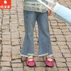 棉果果春季新品女童纯棉弹力牛仔不规则设计微喇牛仔长裤M122200226120 商品缩略图1