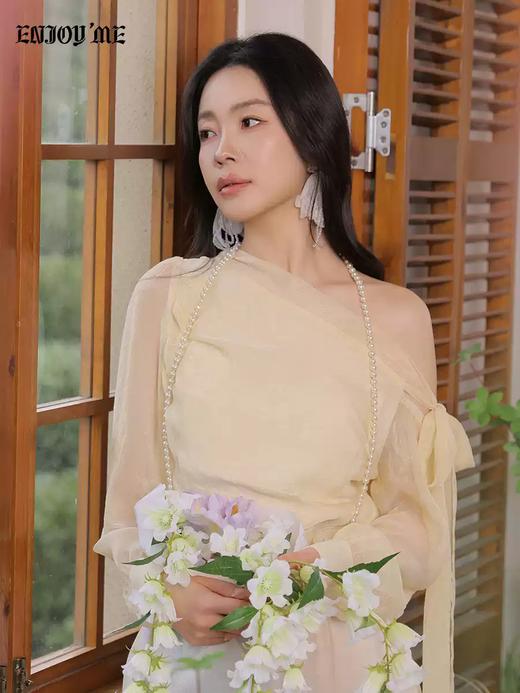 【门店同款】ENJOY春季“柔光芳序”轻纱飘带上衣 169247851 商品图1