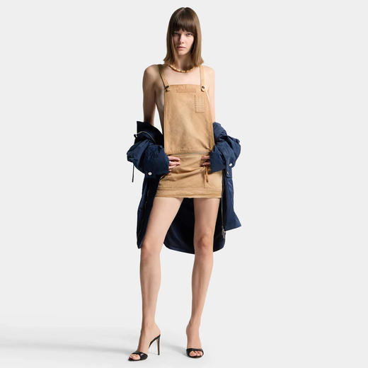 DSQUARED2 女士字母徽贴片实用做旧背带连体裤 米色 S75CV0995 D35106 126 商品图5