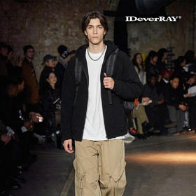 IDEVERRAY毛圈卫衣连帽宽松男女同款多色可选长袖拉链开衫外套冬