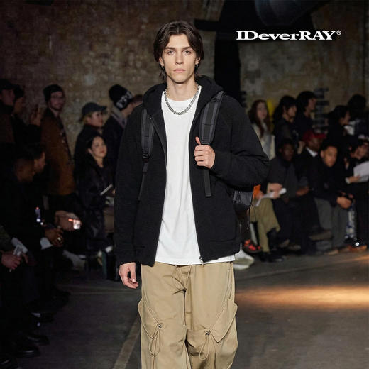 IDEVERRAY毛圈卫衣连帽宽松男女同款多色可选长袖拉链开衫外套冬 商品图0
