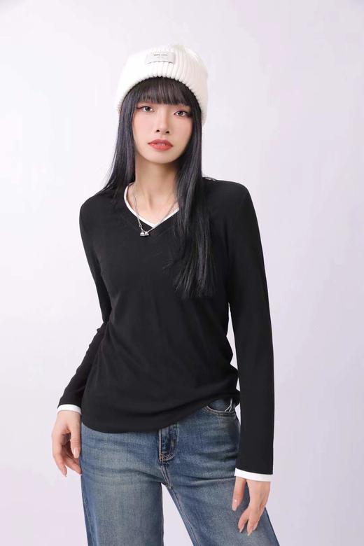 3BAZ095404#V领撞色T 商品图2
