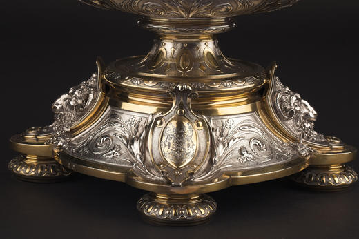 独角鹿西洋古董19世纪英国名坊Elkington&Co.签名出品古典神话人物主题纯银及镀金精雕餐桌中央摆件 商品图5