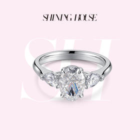 【预售】ShiningHouse[培育] 18k金钻石戒指 椭圆形2克拉钻人工真钻人造钻石K金戒指悦己送礼臻选【此商品不支持7天无理由退货退款】预计3日发货