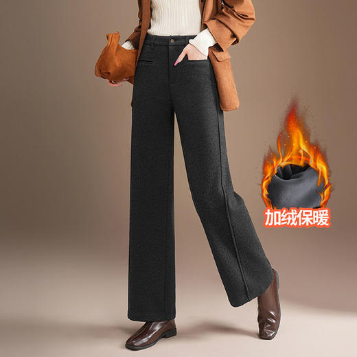 「自」全新升级【铂金会员174/天猫229/差价55】(61126)洛诗琳高腰宽松梧桐裤2025冬季休闲加绒直筒毛呢裤 商品图1