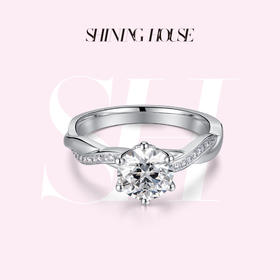 ShiningHouse[培育] 18k金钻石戒指 圆钻形1克拉钻人工真钻人造钻石K金戒指时尚六爪钻石戒指悦己送礼臻选【此商品不支持7天无理由退货退款】预计3日发货