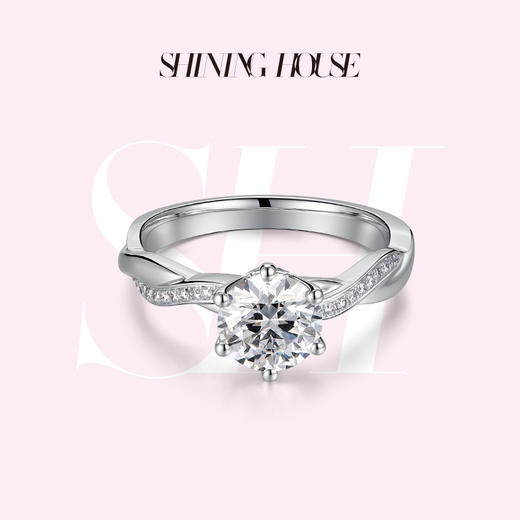 ShiningHouse[培育] 18k金钻石戒指 圆钻形1克拉钻人工真钻人造钻石K金戒指时尚六爪钻石戒指悦己送礼臻选【此商品不支持7天无理由退货退款】预计3日发货 商品图0