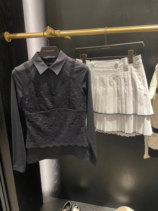 ST家新款女士蕾丝花边假两件长袖polo衫来了！蕾丝吊带设计🆕 ✖️提花logo肩带，优雅大方，高贵气质✨✨真的太洋气了，谁穿谁好看当打底、叠穿还是外穿都很好看，很温柔的味道！ 商品图3