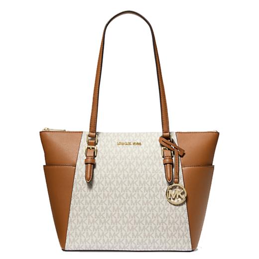 193599717074 迈克高仕MICHAEL KORS Charlotte 时尚潮流拼色字母印花大号老花托特包【27 * 11* 25cm】 商品图0