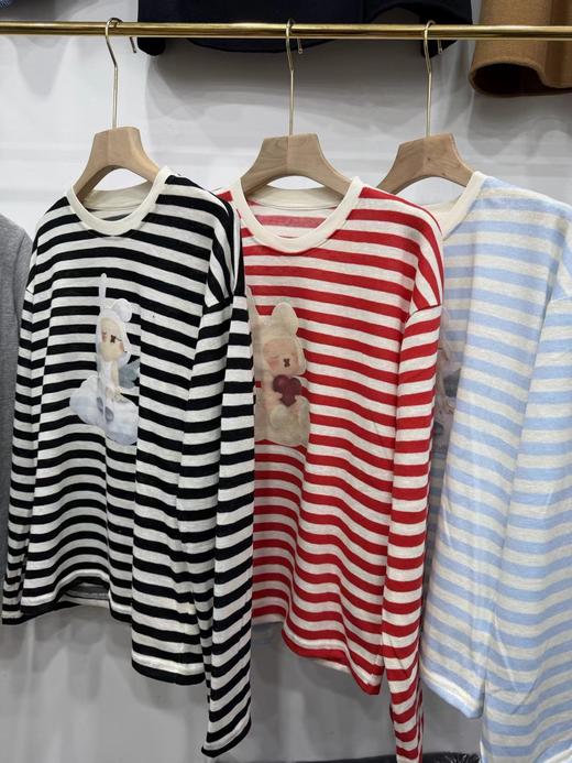 F013026联名2026春季新款刘浩存同款卡通印花条纹针织衫 商品图6