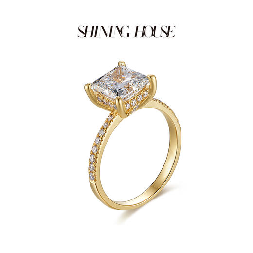 【预售】ShiningHouse[培育] 18k金钻石戒指 公主方形2克拉钻人工真钻人造钻石K金戒指时尚四爪钻石戒指悦己送礼臻选【此商品不支持7天无理由退货退款】预计3日发货 商品图2