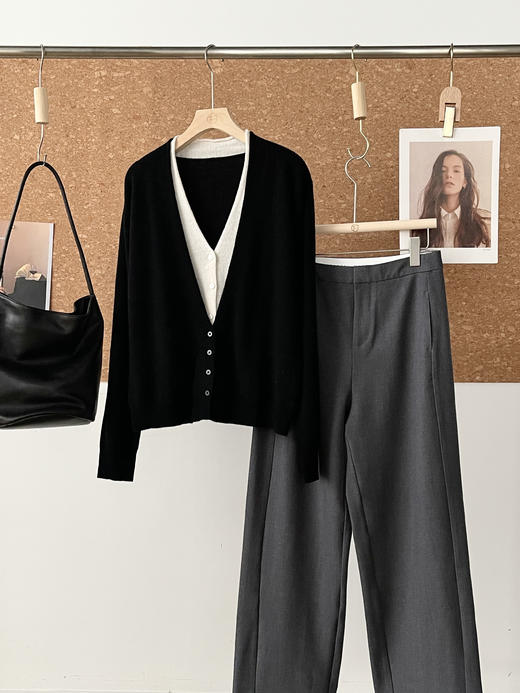 高智高阶随身假两件超细美利奴羊毛开衫毛衫 商品图13