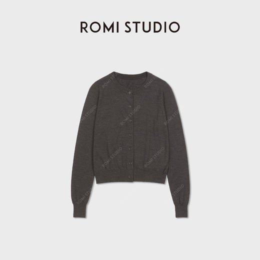 ROMI STUDIO“简约老钱”超细美丽诺绵羊毛混纺圆领开衫RW24LSB1439 商品图0