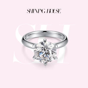 ShiningHouse[培育] 18k金钻石戒指 圆钻形3克拉钻人工真钻人造钻石K金戒指简约六爪钻石戒指悦己送礼臻选【此商品不支持7天无理由退货退款】